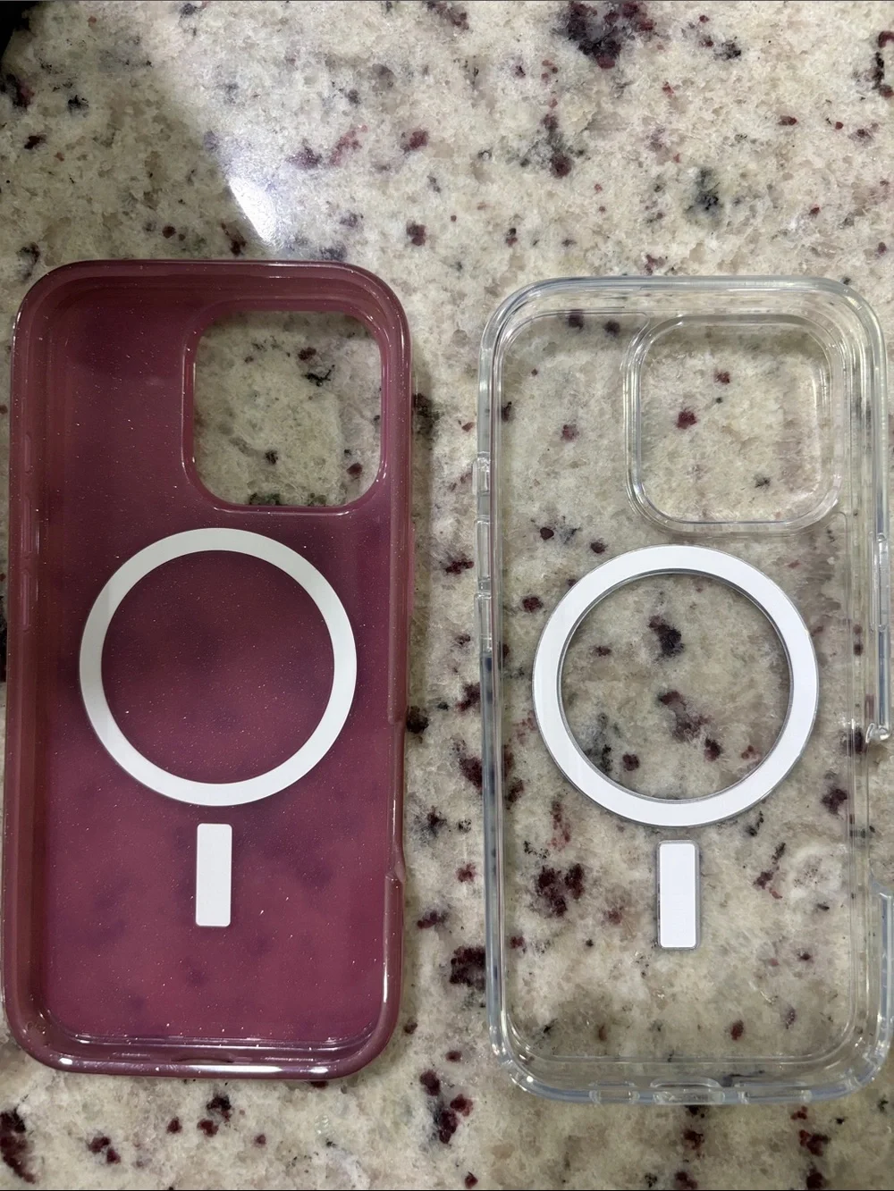 OtterBox MagSafe-Compatible 1 Sparkle Pink and 1 clear phone case 16 PRO